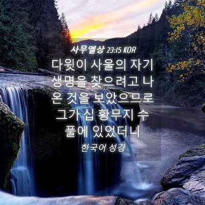 Picture 04 - 사무엘상 23:15 KOR - 다윗이 사울의 자기 생명을 찾으려고 - Bible Verse Picture
