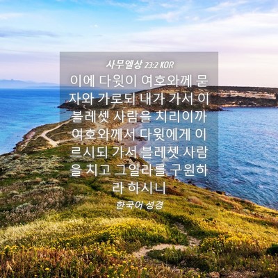 Picture 04 - 사무엘상 23:2 KOR - 이에 다윗이 여호와께 묻자와 가로되 - Bible Verse Picture