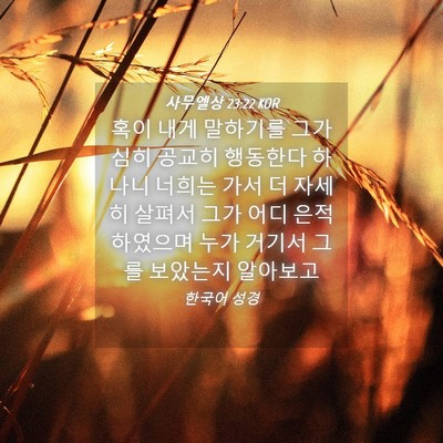 Picture 04 - 사무엘상 23:22 KOR - 혹이 내게 말하기를 그가 심히 - Bible Verse Picture