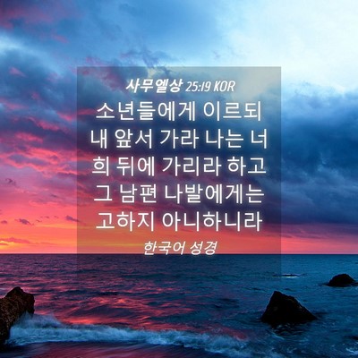 Picture 04 - 사무엘상 25:19 KOR - 소년들에게 이르되 내 앞서 가라 - Bible Verse Picture