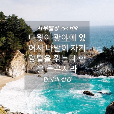 Picture 04 - 사무엘상 25:4 KOR - 다윗이 광야에 있어서 나발이 자기 - Bible Verse Picture