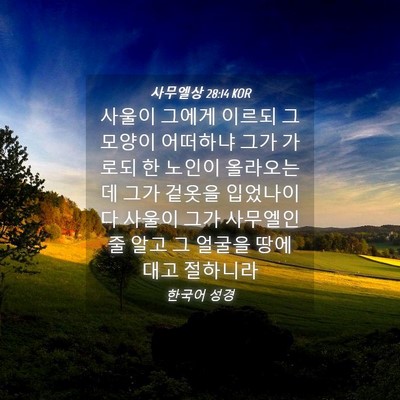 Picture 04 - 사무엘상 28:14 KOR - 사울이 그에게 이르되 그 모양이 - Bible Verse Picture