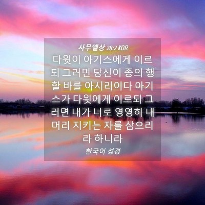 Picture 04 - 사무엘상 28:2 KOR - 다윗이 아기스에게 이르되 그러면 - Bible Verse Picture