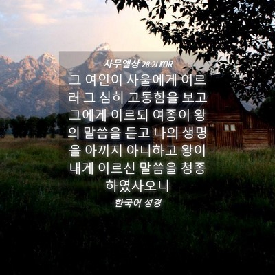 Picture 04 - 사무엘상 28:21 KOR - 그 여인이 사울에게 이르러 그 심히 - Bible Verse Picture