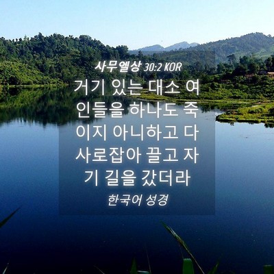 Picture 04 - 사무엘상 30:2 KOR - 거기 있는 대소 여인들을 하나도 - Bible Verse Picture