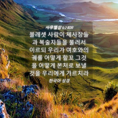 Picture 04 - 사무엘상 6:2 KOR - 블레셋 사람이 제사장들과 - Bible Verse Picture