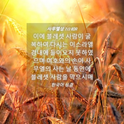 Picture 04 - 사무엘상 7:13 KOR - 이에 블레셋 사람이 굴복하여 다시는 - Bible Verse Picture