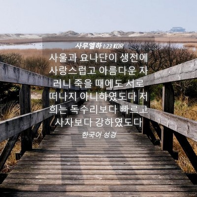 Picture 04 - 사무엘하 1:23 KOR - 사울과 요나단이 생전에 사랑스럽고 - Bible Verse Picture