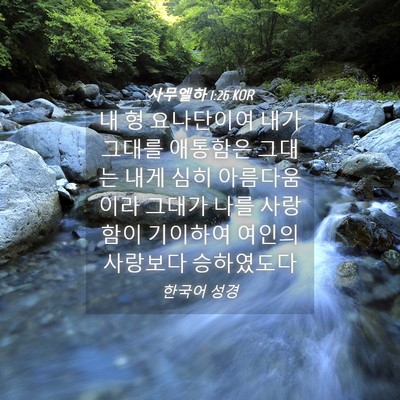 Picture 04 - 사무엘하 1:26 KOR - 내 형 요나단이여 내가 그대를 - Bible Verse Picture