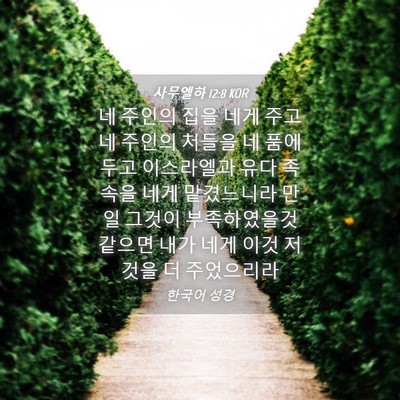 Picture 04 - 사무엘하 12:8 KOR - 네 주인의 집을 네게 주고 네 주인의 - Bible Verse Picture