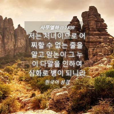Picture 04 - 사무엘하 13:2 KOR - 저는 처녀이므로 어찌할 수 없는 - Bible Verse Picture