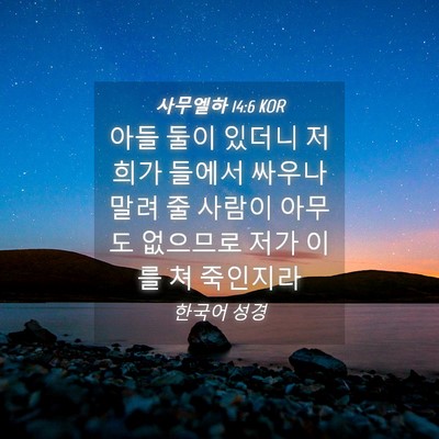 Picture 04 - 사무엘하 14:6 KOR - 아들 둘이 있더니 저희가 들에서 - Bible Verse Picture