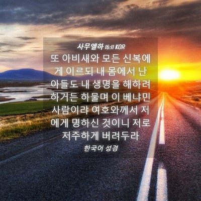 Picture 04 - 사무엘하 16:11 KOR - 또 아비새와 모든 신복에게 이르되 - Bible Verse Picture