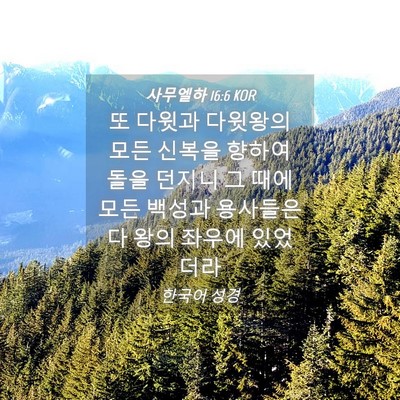 Picture 04 - 사무엘하 16:6 KOR - 또 다윗과 다윗왕의 모든 신복을 - Bible Verse Picture
