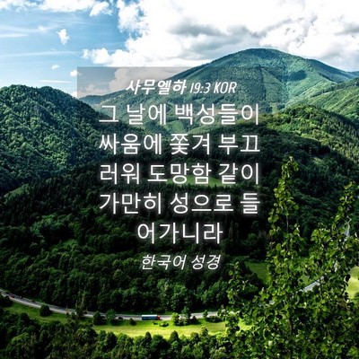 Picture 04 - 사무엘하 19:3 KOR - 그 날에 백성들이 싸움에 쫓겨 - Bible Verse Picture