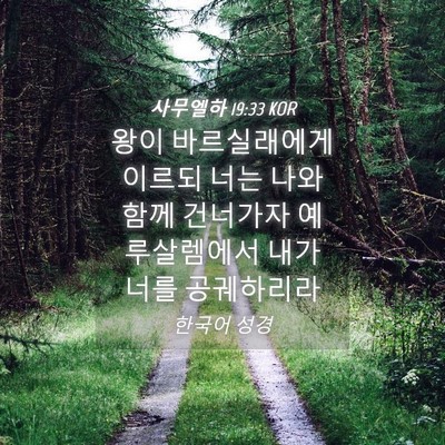 Picture 04 - 사무엘하 19:33 KOR - 왕이 바르실래에게 이르되 너는 나와 - Bible Verse Picture