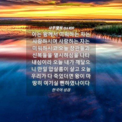 Picture 04 - 사무엘하 19:6 KOR - 이는 왕께서 미워하는 자는 - Bible Verse Picture