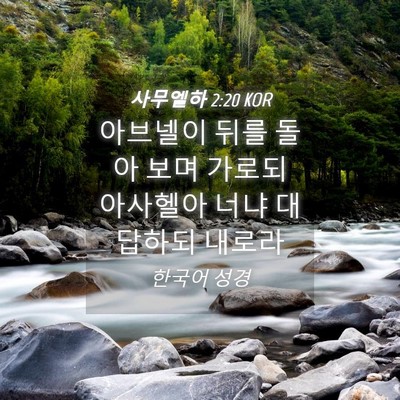 Picture 04 - 사무엘하 2:20 KOR - 아브넬이 뒤를 돌아 보며 가로되 - Bible Verse Picture