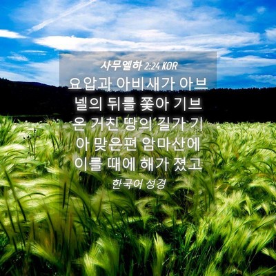 Picture 04 - 사무엘하 2:24 KOR - 요압과 아비새가 아브넬의 뒤를 쫓아 - Bible Verse Picture