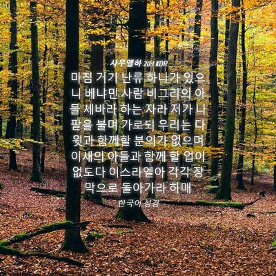 Picture 04 - 사무엘하 20:1 KOR - 마침 거기 난류 하나가 있으니 - Bible Verse Picture