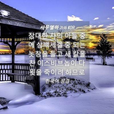 Picture 04 - 사무엘하 21:16 KOR - 장대한 자의 아들 중에 삼백세겔 중 - Bible Verse Picture