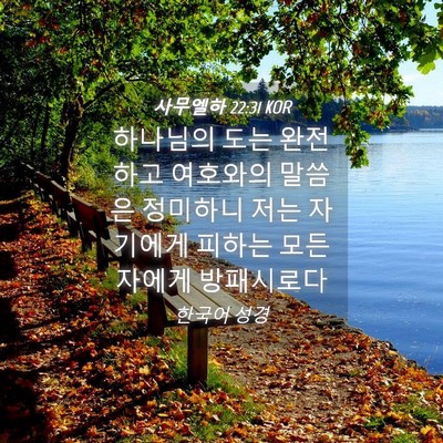 Picture 04 - 사무엘하 22:31 KOR - 하나님의 도는 완전하고 여호와의 - Bible Verse Picture