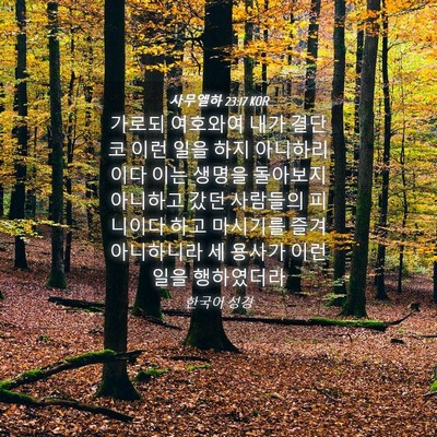 Picture 04 - 사무엘하 23:17 KOR - 가로되 여호와여 내가 결단코 이런 - Bible Verse Picture