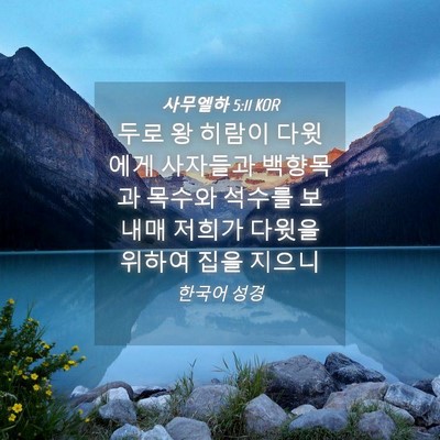 Picture 04 - 사무엘하 5:11 KOR - 두로 왕 히람이 다윗에게 사자들과 - Bible Verse Picture