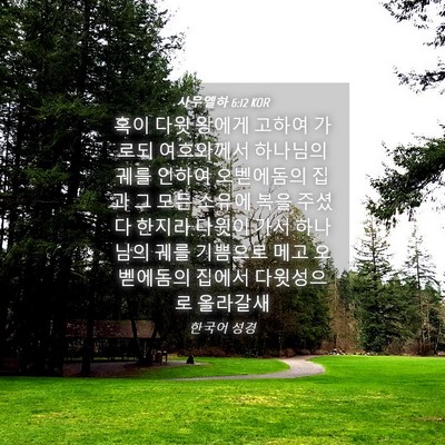 Picture 04 - 사무엘하 6:12 KOR - 혹이 다윗 왕에게 고하여 가로되 - Bible Verse Picture