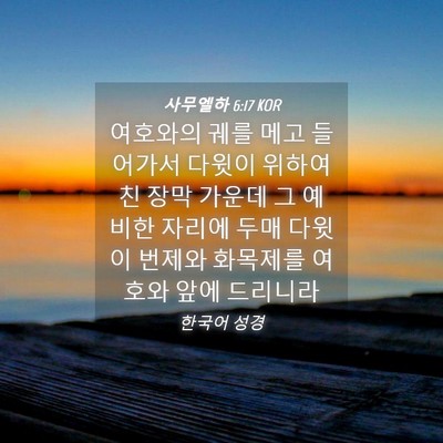 Picture 04 - 사무엘하 6:17 KOR - 여호와의 궤를 메고 들어가서 다윗이 - Bible Verse Picture