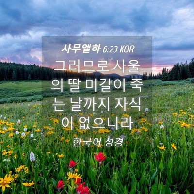 Picture 04 - 사무엘하 6:23 KOR - 그러므로 사울의 딸 미갈이 죽는 - Bible Verse Picture