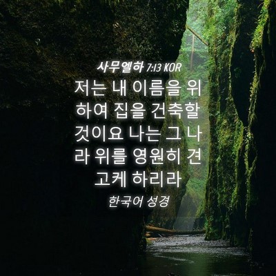 Picture 04 - 사무엘하 7:13 KOR - 저는 내 이름을 위하여 집을 건축할 - Bible Verse Picture