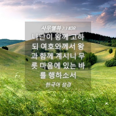 Picture 04 - 사무엘하 7:3 KOR - 나단이 왕께 고하되 여호와께서 왕과 - Bible Verse Picture