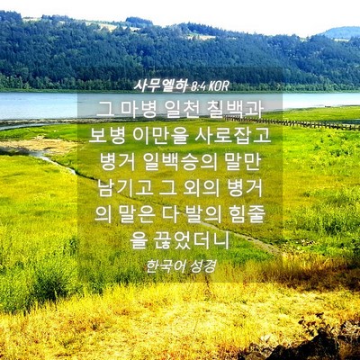 Picture 04 - 사무엘하 8:4 KOR - 그 마병 일천 칠백과 보병 이만을 - Bible Verse Picture