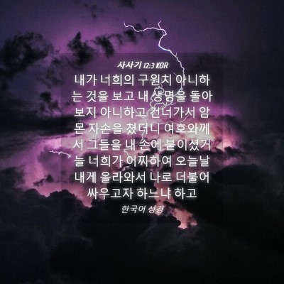 Picture 04 - 사사기 12:3 KOR - 내가 너희의 구원치 아니하는 것을 - Bible Verse Picture