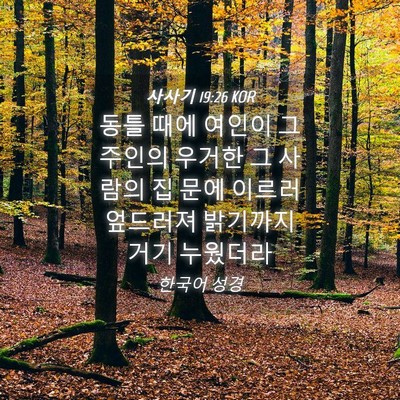 Picture 04 - 사사기 19:26 KOR - 동틀 때에 여인이 그 주인의 우거한 - Bible Verse Picture