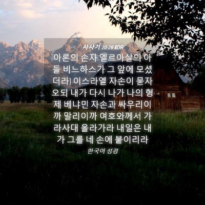 Picture 04 - 사사기 20:28 KOR - 아론의 손자 엘르아살의 아들 - Bible Verse Picture