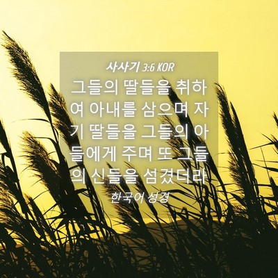Picture 04 - 사사기 3:6 KOR - 그들의 딸들을 취하여 아내를 삼으며 - Bible Verse Picture