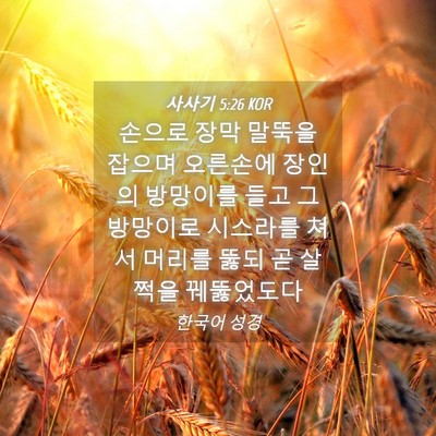 Picture 04 - 사사기 5:26 KOR - 손으로 장막 말뚝을 잡으며 오른손에 - Bible Verse Picture