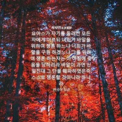 Picture 04 - 사사기 6:31 KOR - 요아스가 자기를 둘러선 모든자에게 - Bible Verse Picture