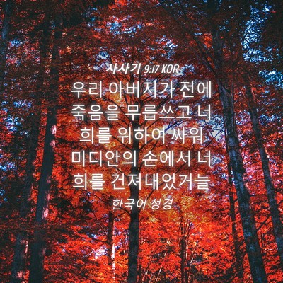 Picture 04 - 사사기 9:17 KOR - 우리 아버지가 전에 죽음을 무릅쓰고 - Bible Verse Picture