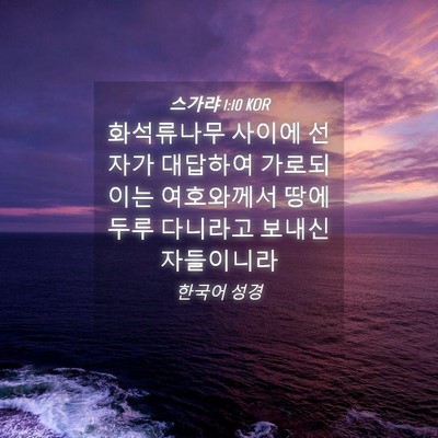 Picture 04 - 스가랴 1:10 KOR - 화석류나무 사이에 선 자가 대답하여 - Bible Verse Picture