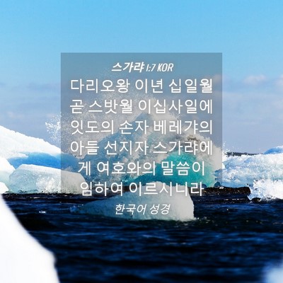 Picture 04 - 스가랴 1:7 KOR - 다리오왕 이년 십일월 곧 스밧월 - Bible Verse Picture