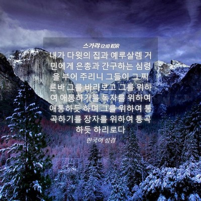 Picture 04 - 스가랴 12:10 KOR - 내가 다윗의 집과 예루살렘 거민에게 - Bible Verse Picture
