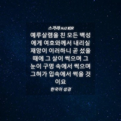 Picture 04 - 스가랴 14:12 KOR - 예루살렘을 친 모든 백성에게 - Bible Verse Picture