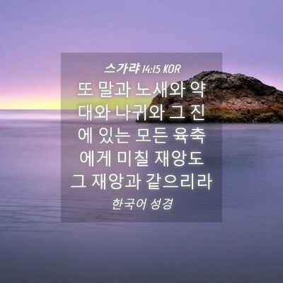 Picture 04 - 스가랴 14:15 KOR - 또 말과 노새와 약대와 나귀와 그 - Bible Verse Picture