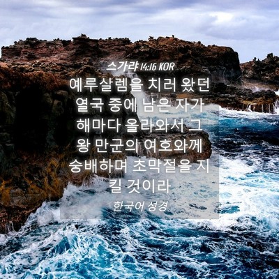 Picture 04 - 스가랴 14:16 KOR - 예루살렘을 치러 왔던 열국 중에 - Bible Verse Picture