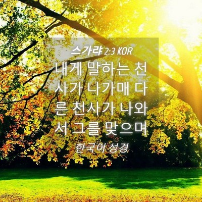 Picture 04 - 스가랴 2:3 KOR - 내게 말하는 천사가 나가매 다른 - Bible Verse Picture