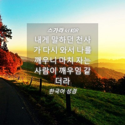 Picture 04 - 스가랴 4:1 KOR - 내게 말하던 천사가 다시 와서 나를 - Bible Verse Picture