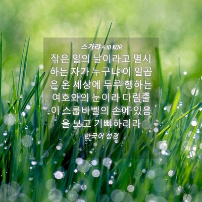 Picture 04 - 스가랴 4:10 KOR - 작은 일의 날이라고 멸시하는 자가 - Bible Verse Picture